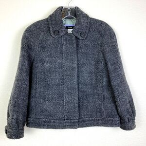 J. Crew Women's Cropped Tweed Jacket Size 2 Gray Wool Blend Preppy Office